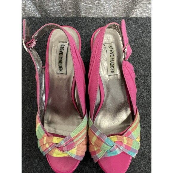 Woman's pink strappy Steve Madden high heals P-CINDY 6.5 - Picture 5 of 16